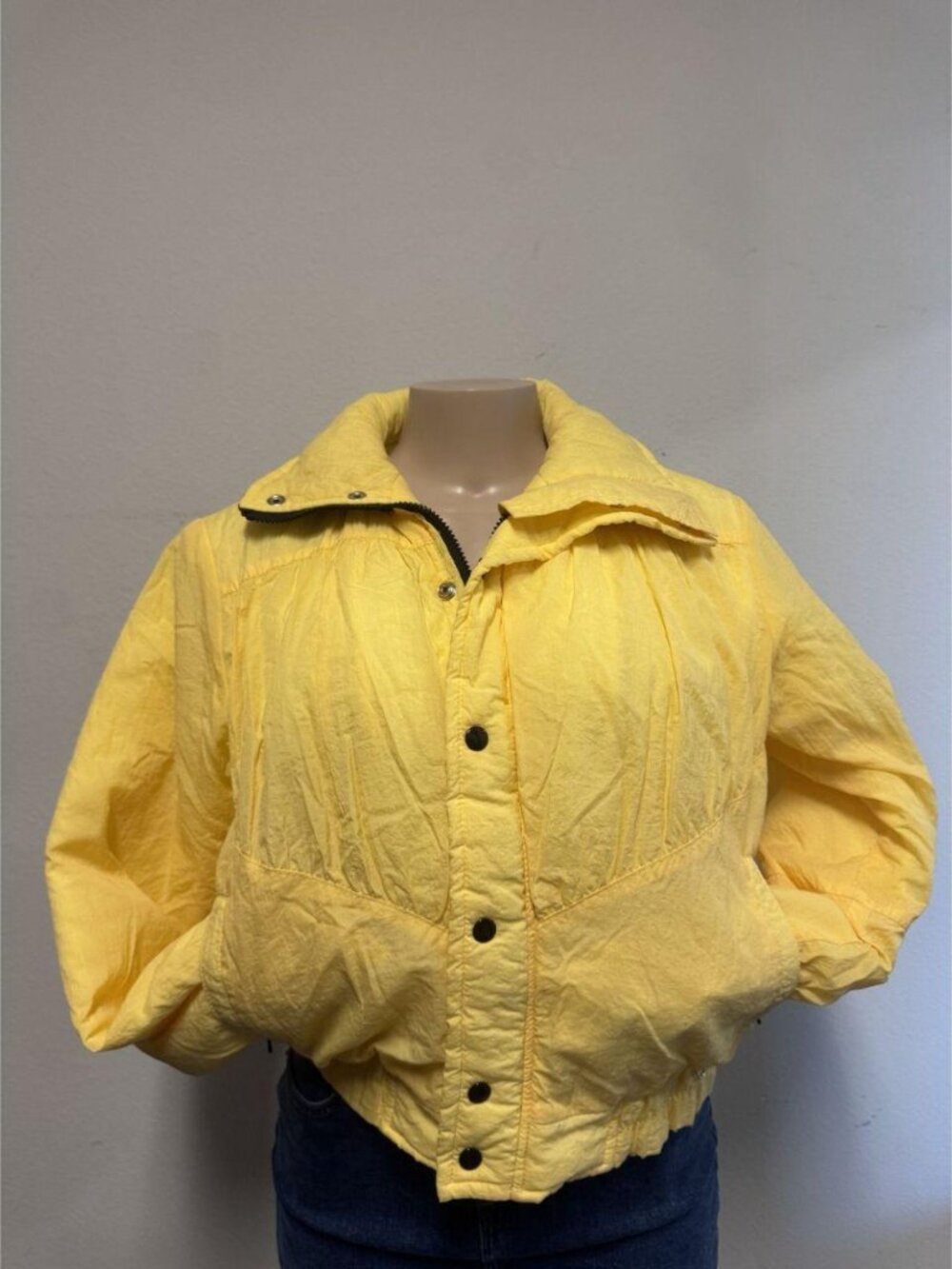 Bright Yellow Puffer Bomber Jacket